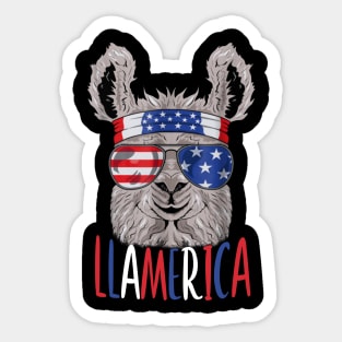 Llamerica Llama Merica Flag 4th Of July Sticker